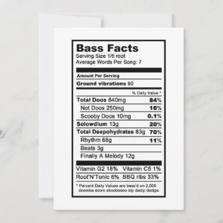 Carte Chanteur de basse "Étiquette d'information nutriti