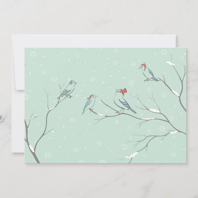 Carte Chanteur de Noël Oiseaux adorables (Devant)