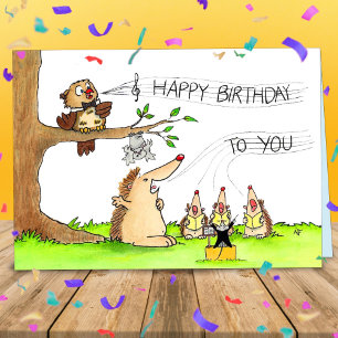 Carte Chanteurs de Joyeux Anniversaire saluant 