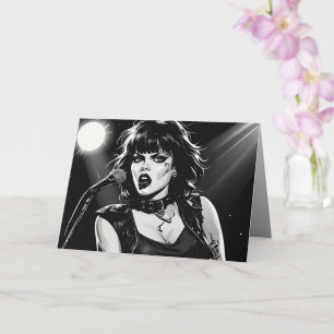 Carte Chanteuse goth punk de style BD noir et blanc des