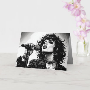Carte Chanteuse Goth Punk Style Graphique Rétro