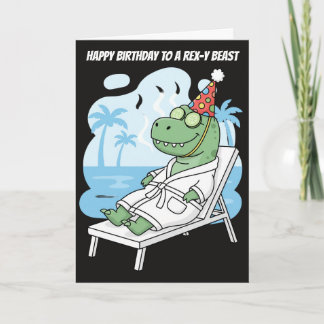 Carte Chapeau d'anniversaire de T-Rex de jour de spa Drô