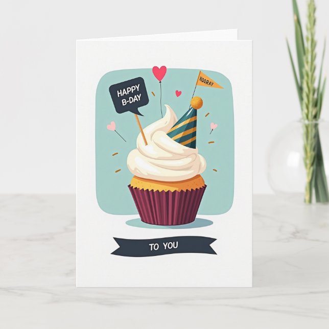 Carte Chapeau d'Anniversaire Festif (Devant)