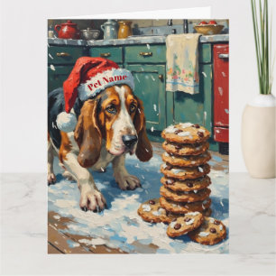 Carte Chapeau de Basset Hound reniflant la piste de bisc