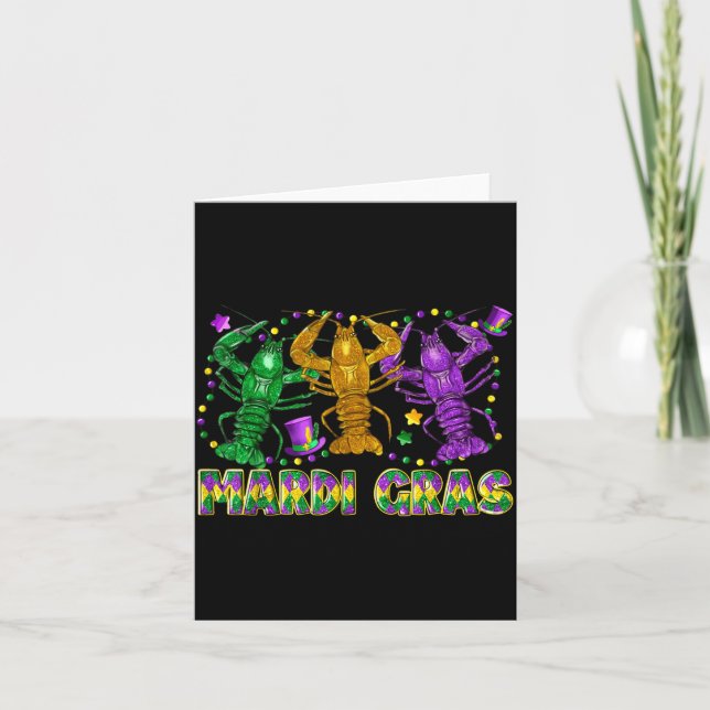 Carte Chapeau de bouffon de Mardi Gras perle Tee Crawfis (Devant)
