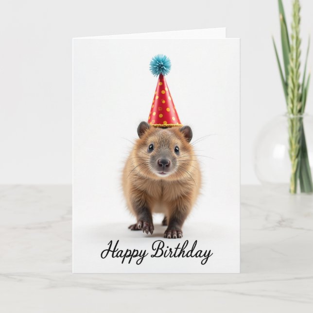 Carte Chapeau de Fête Animal à Fourrure (Devant)