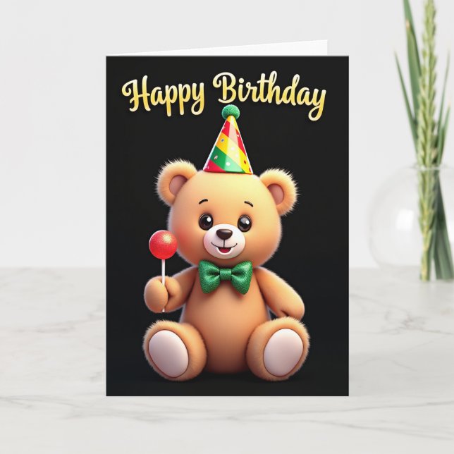Carte Chapeau de Fête d'Anniversaire de Faon (Devant)