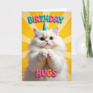 Carte Chapeau de Fête de Chat Fluffy
