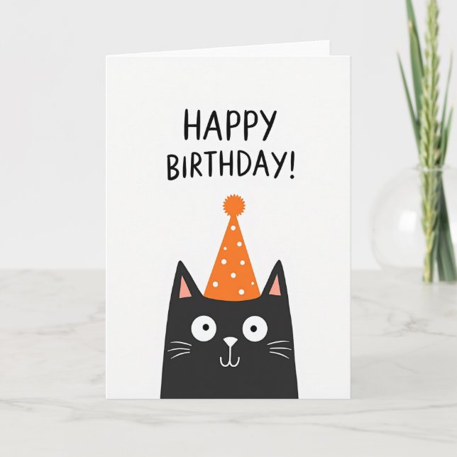 Carte Chapeau de Fête de Chat Mignon (Devant)