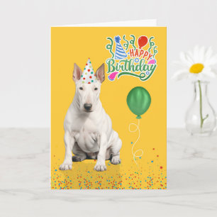 Carte Chapeau de fête de chien Bull Terrier Jaune Annive