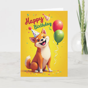 Carte Chapeau de Fête de Chien de Dessin Animé