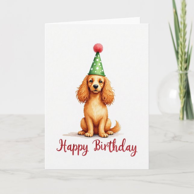 Carte Chapeau de Fête de Chien Doré (Devant)