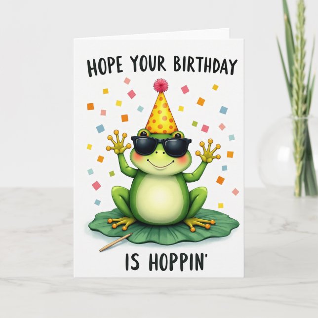 Carte Chapeau de Fête de Grenouille Joyeuse (Devant)