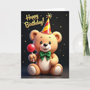 Carte Chapeau de Fête de Ourson Doux