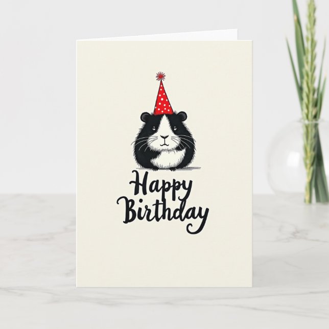 Carte Chapeau de Fête de Rongeur Joyeux (Devant)