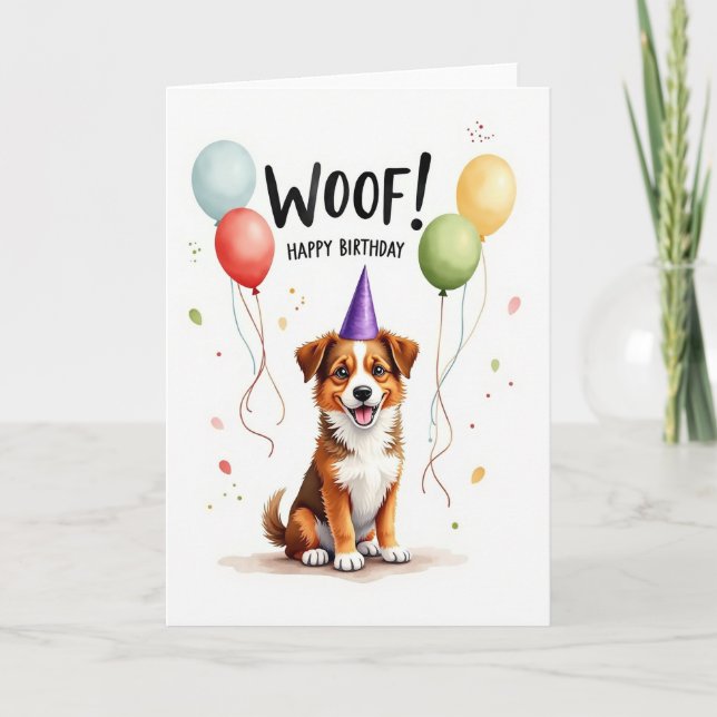 Carte Chapeau de Fête de Toutou Mignon (Devant)