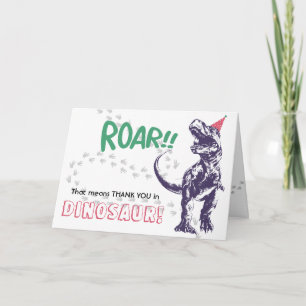 Carte Chapeau de fête Dinosaure T-Rex Rose & Violet Merc
