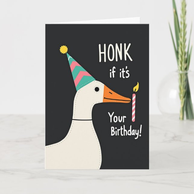 Carte Chapeau de Fête Oiseau Fantaisiste (Devant)