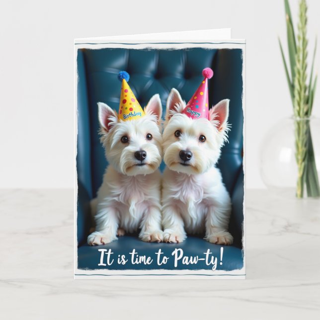 Carte Chapeau de Fête pour Chiots Festifs (Devant)