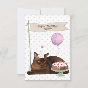 Carte Chapeau de gâteau de fête d'anniversaire de chat b
