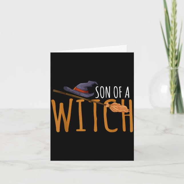 Carte chapeau de halloween fils de sorcière  (Devant)