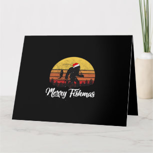 Carte Chapeau de Noël de Santa Bigfoot Joyeux Fishmas Vi