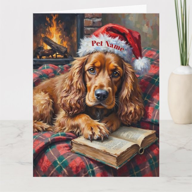 Carte Chapeau de Noël pour Cocker Spaniel pour le temps  (Devant)