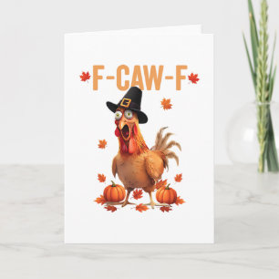 Carte Chapeau de pèlerin de Thanksgiving drôle de poulet
