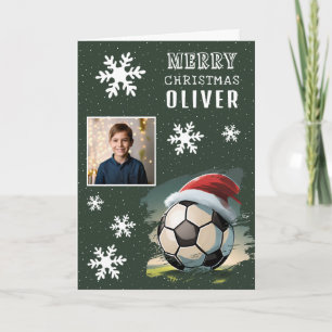Carte Chapeau de Père Noël Ballon de Football Enfants Ph