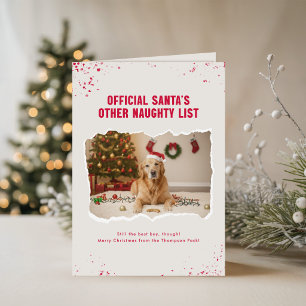 Carte Chapeau de Père Noël Photo de Chien Drôle Animal d