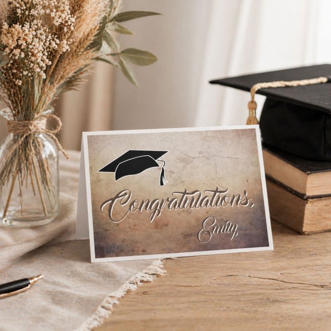 Carte Chapeau de remise des diplômes Félicitations rusti (Créateur téléchargé)