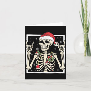 Carte Chapeau de Santa squelette de rocker Noël punk roc