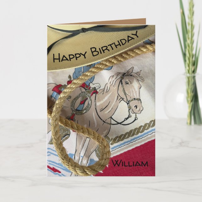 Carte Chapeau de selle de cheval de cowboy anniversaire (Devant)