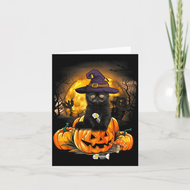 Carte Chapeau de sorcière chat noir Kawaii Pastel Goth e (Devant)