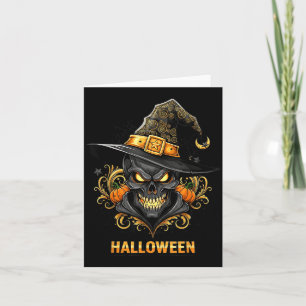 Carte Chapeau de sorcière crâne effrayant Halloween horr