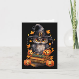 Carte Chapeau de sorcière de hibou Cottagecore sur livre