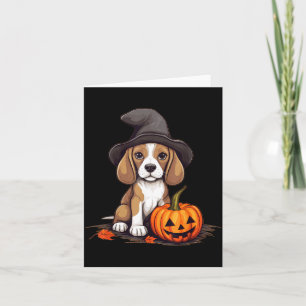 Carte Chapeau de sorcière d'Halloween Citrouille Chien B