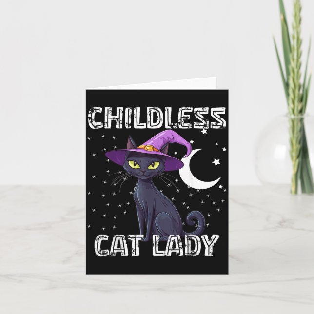 Carte Chapeau de sorcière effrayant de chat de dame sans (Devant)