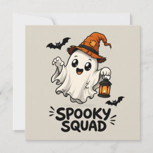 Carte Chapeau de sorcière fantôme mignon Halloween Boo C