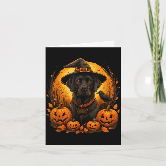 Carte Chapeau de sorcière Halloween Black Lab Labrador C (Devant)