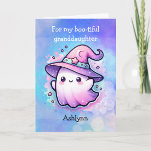 Carte Chapeau de Sorcière Mignon Fantôme Halloween Petit
