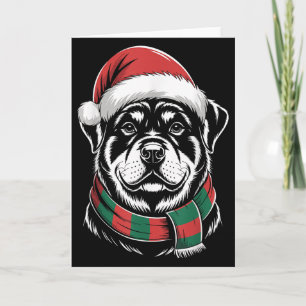 Carte Chapeau Écharpe de Noël Costume de Rottweiler Chie
