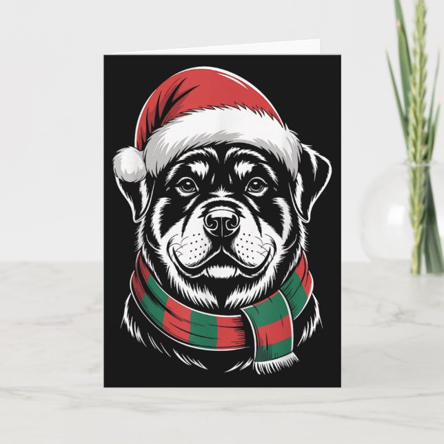 Carte Chapeau Écharpe de Noël Costume de Rottweiler Chie (Devant)