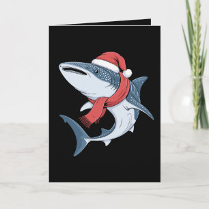 Carte Chapeau écharpe de Noël Requin Baleine Saint-Nicol