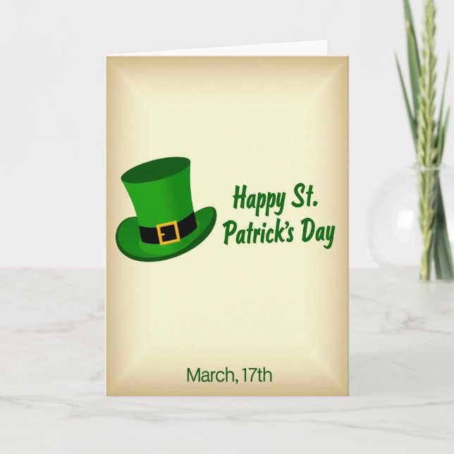 Carte Chapeau Haut de Forme St Patrick (Devant)