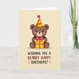 Carte Chapeau Pompon Ourson Mignon