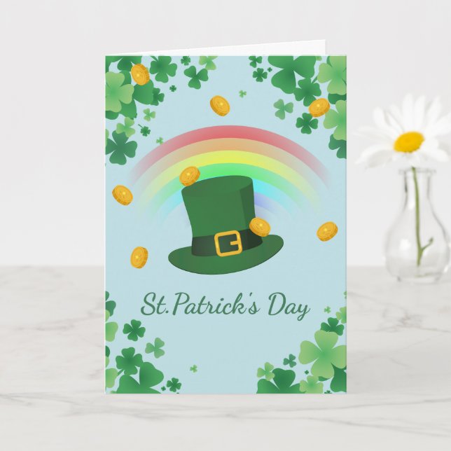 Carte Chapeau trèfle irlandais minimal (Petite plante)
