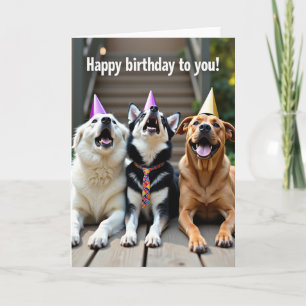 Carte Chapeaux de Fête pour Chiens d'Anniversaire