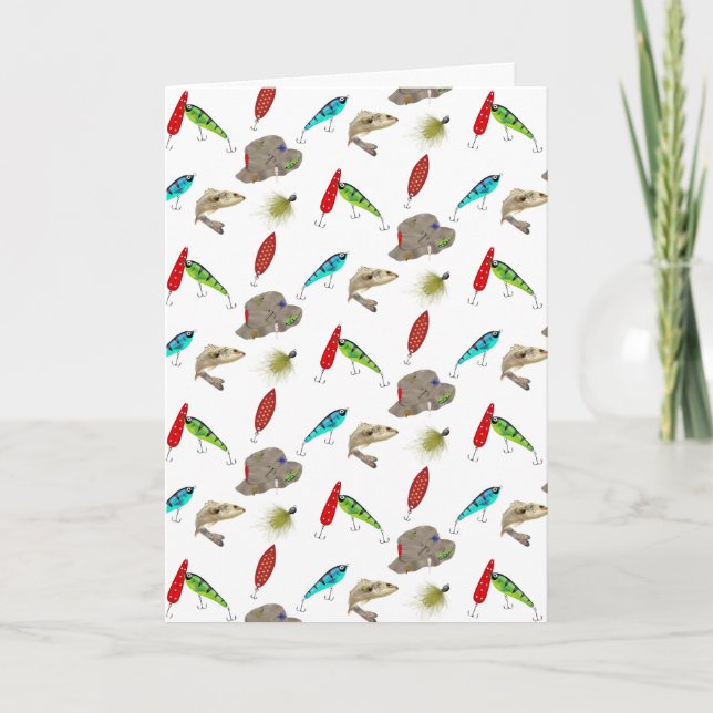 Carte Chapeaux et leurres de pêche d'anniversaire  (Devant)