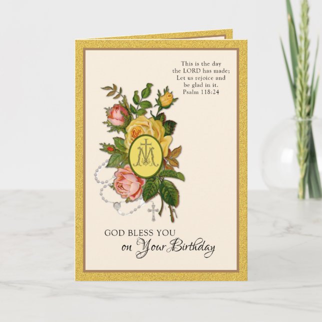 Carte Chapelet de fleurs de scriptures d'anniversaire re (Devant)